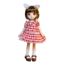 Japanese Doll Daisy Red Check Dress Candy House Series